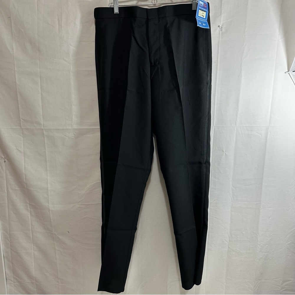Neil Allyn Mens Flat Front Stripe Tuxedo Pants 37 Black